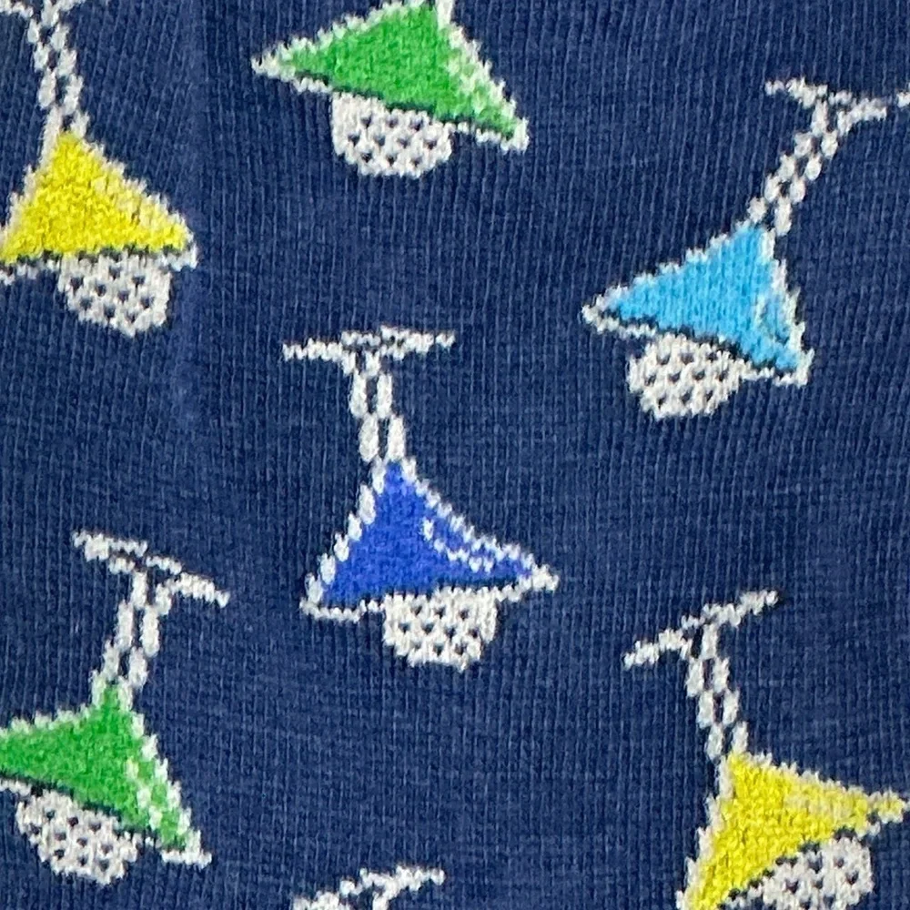Martini Cocktail Socks Fun Novelty Print One Size Unisex Men 6-12 Blue Green